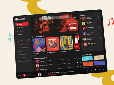 Auditica - Music Player App & Web Ui Design✌️🎶