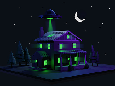 UFO house moon ufo