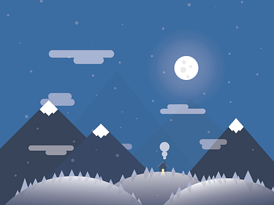 The Weather Outside christmas clouds illustration moon mountains night snow winter