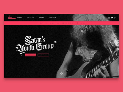 Satan's Youth Group adobe xd design challenge for the lols website website concept