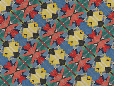 Blue, Red, Yellow and Green Repeating Pattern blue geometric pattern red repeating pattern
