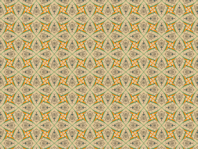 Green, Orange and Beige Repeating Pattern