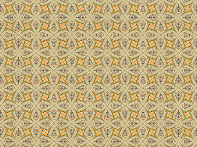 Green, Orange and Beige Repeating Pattern