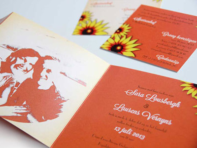 Sara & Laurens Wedding invitation stationery sunflower wedding