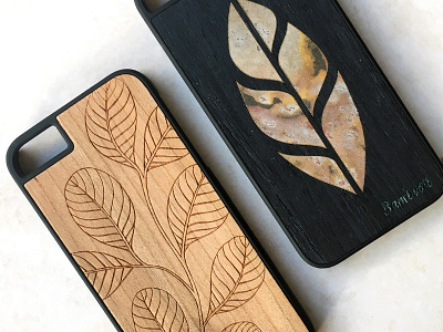 Bambooti Prototypes case design collaboration illustration leaf phone case wood case