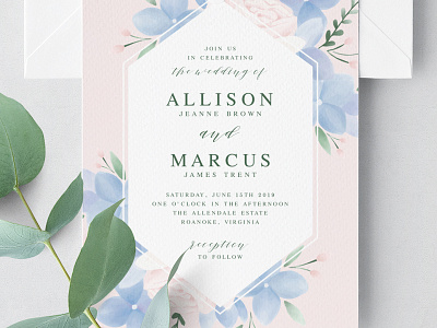 Blue Hydrangea Invitation Suite