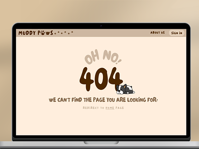 Muddy Paws 404 Page design graphic design mockup website