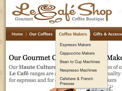 Coffee Shop Logo + Navigation