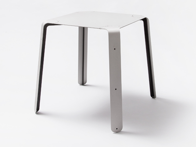 Anodized Aluminium With Black Legs Square aluminium furniture futurist industrial design minimalist modern modernist