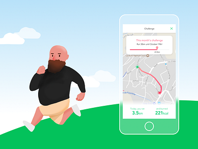 Running app design illustration product design ui ux