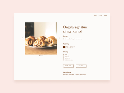 Bun bun bake shop - item page design flat minimal typography ui ux web web design website