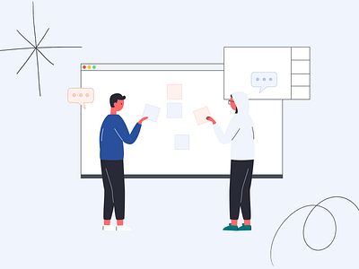 Virtual brainstorming design flat illustration minimal ux vector