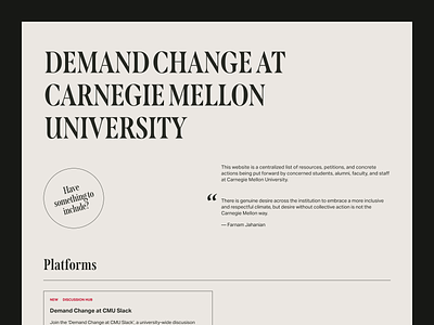 Demand Change at CMU (2020) branding design flat graphic design minimal typography ui ux vector web web design website