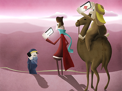 Biblical Magi with mobile devices - Xmas Card