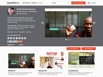 Hackathon.io Portfolio application flat ui portfolio showcase twitter bootstrap web web design website