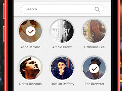 Travel App Invite Friends choose flat friends invite ios7 list mobile search travel ui ux