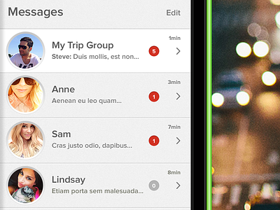 Travel App Inbox inbox ios7 iphone message mobile travel ui