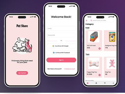 Pet Store app design graphic design ui ux