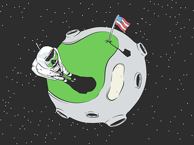 Out of This World Tour astronaut golf illustration man on the moon moon space