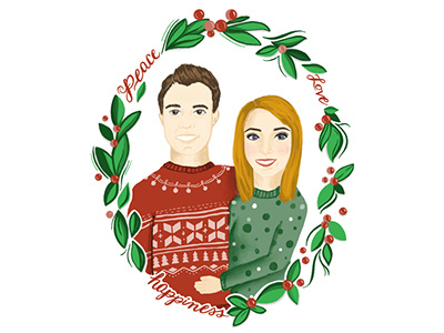 Christmas Card 2017 2017 christmas christmas card christmas colors design illustration ipad pro love mistletoe peace procreate ugly sweaters