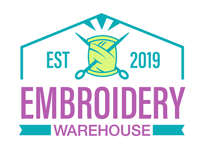 Embroidery Warehouse Logo colorful embroidery embroidery equipment graphic design illustrator logo logo design purple rgb teel