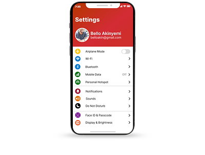 DAILY UI CHALLENGE 007-SETTINGS PAGE dailyui design mobileappui settingspage ui uidesign