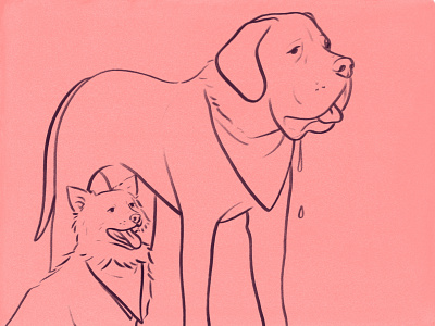 Lula & Porter dog illustration sketch
