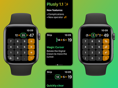 Plusly - Calculator Redesigned 1.1 advanced app apple apple watch calc calculator design flat gradient ios math minimal numbers scientific store tip ui watch wathos wearable