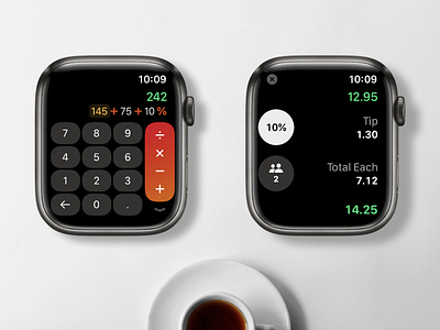 Plusly Calculator 2.0 advanced app apple apple watch bill calc calculator design luxury math money numbers scientific swiftui tip ui watch watch9 watchos wearable