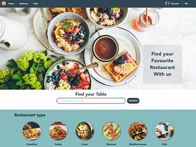 Restaurant Booking website Homepage