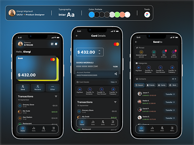 Fintech App Design app bank dark mode design finacne fintech mobile money online bank productdesign transfer uxui
