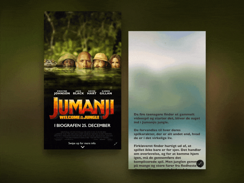 Jumanji mobile landingpage mockup animation cinemagraph design html5 hype hype pro just for fun motion graphics motion still prototype