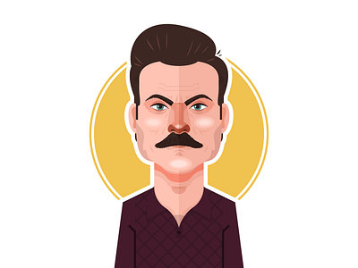 Ron Swanson illustration minimal nbc nick offerman parks and rec parks and recreation portrait ron swanson vector