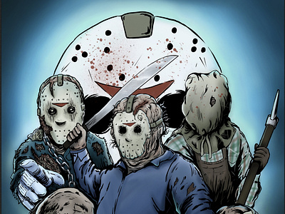 Jason Vorhees comic art dark art digitaldrawing digitalillustration fantasy art friday the 13th illustration line art