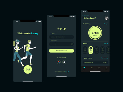 Runny Mobile App: iOS User Interface