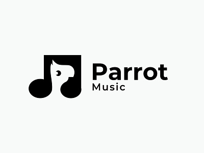 Parrot Music animal animal logo branding graphic design lettermark logo logodesigner logomark music music logo negative space negative space logo parrot logo zoo