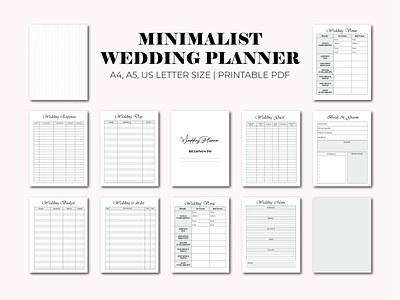 Wedding Planner adobe illustrator book design digital design graphic design journals notebook planners print print design printables prints schedule plan wedding wedding planner