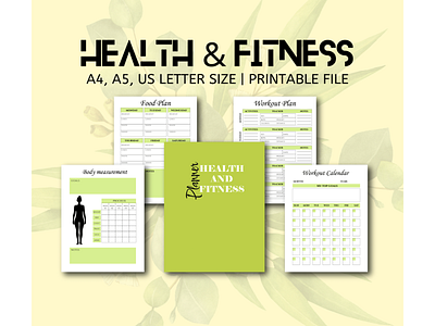 Health and Fitness adobe illustrator design digital design fitness graphic design health journals notebook planners print print design printables workbook