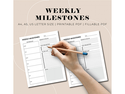 Weekly Milestones adobe illustrator design digital design graphic design journals milestones notebook planners print print design printables weekly