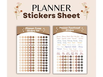 Planner Sticker Sheets adobe illustrator design digital digital design graphic design illustration journals planners print print design printables stickers