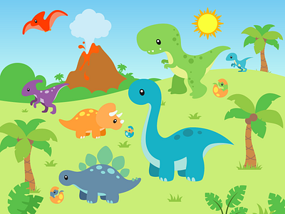 Dinosaur Set design illustration vector