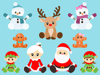 Christmas Characters Sitting Set