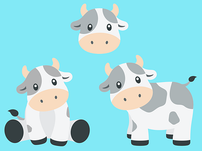 Cow Set design flat graphic design illustration vector