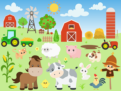 Farm Animal Set design farm animals flat graphic design illustration vector