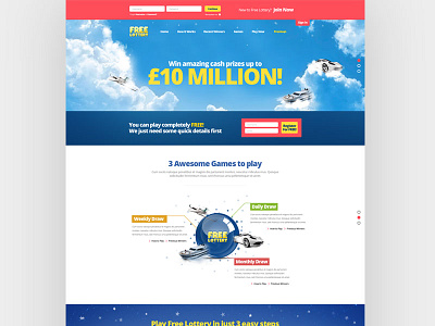 Free Lottery landing page design landing lottery page web website