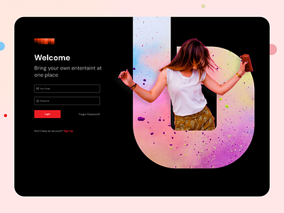 Login screen for a personalized entertainment media channel channel login login ui music register signup socialmedia video