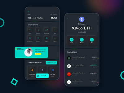 Crypto Payment App best crypto currency app best ui design clean design cyrptocurrency dark theme finance app mobile app mobile apps modern app ui payment app ui design ux design