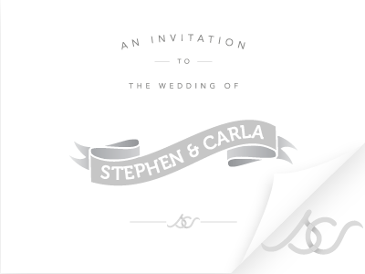 Wedding invite front banner invitation invite scroll wedding invite wedding stationery