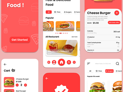 Fast food ordering application UI & UX app fast food food graphic design mobile ui ux