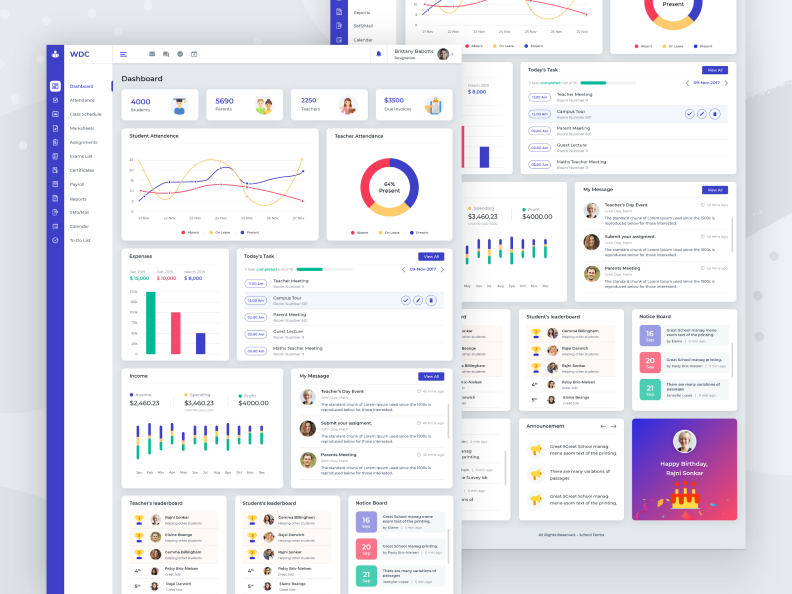 School Management Dashboard by Rajni Sonkar on Dribbble